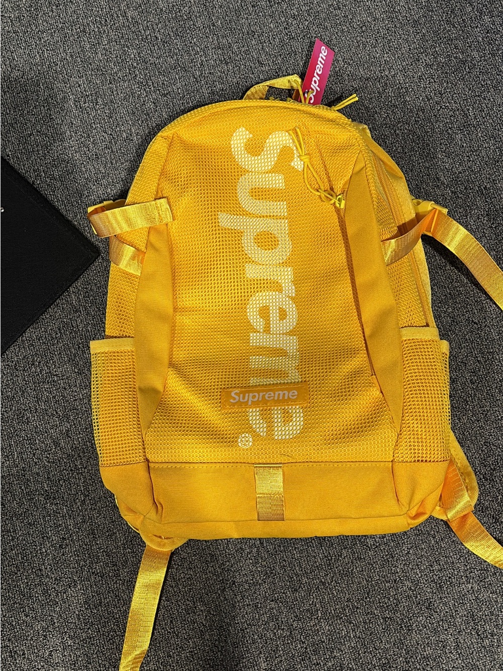 Supreme Bright Yellow Vertical Logo Backpack